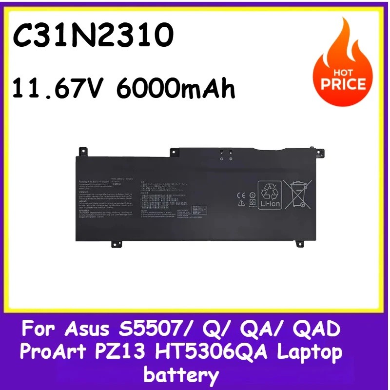 ยี่ห้อใหม่คุณภาพสูง 11.67V 6000mAh C31N2310 เปลี่ยนแบตเตอรี่แล็ปท็อปสําหรับ Asus S5507/ Q/ Q/ QA/ QA