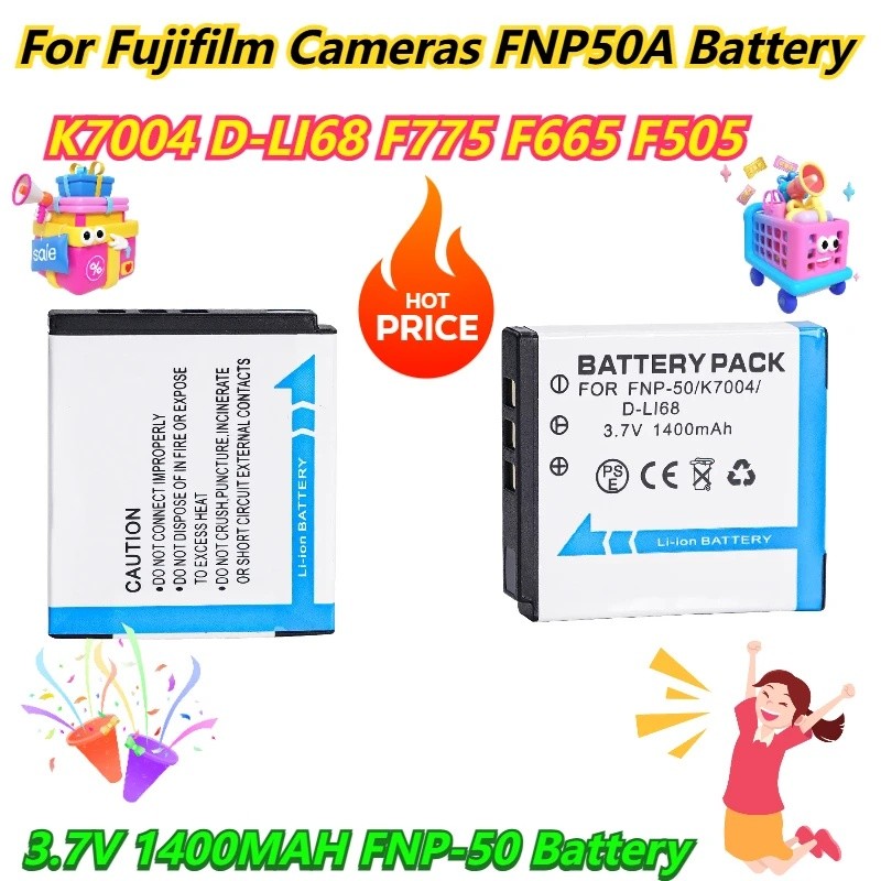 3.7V 1400MAH FNP-50 แบตเตอรี่สําหรับกล้อง Fujifilm K7004 D-LI68 F775 F665 F505 และแบตเตอรี่ FNP50A
