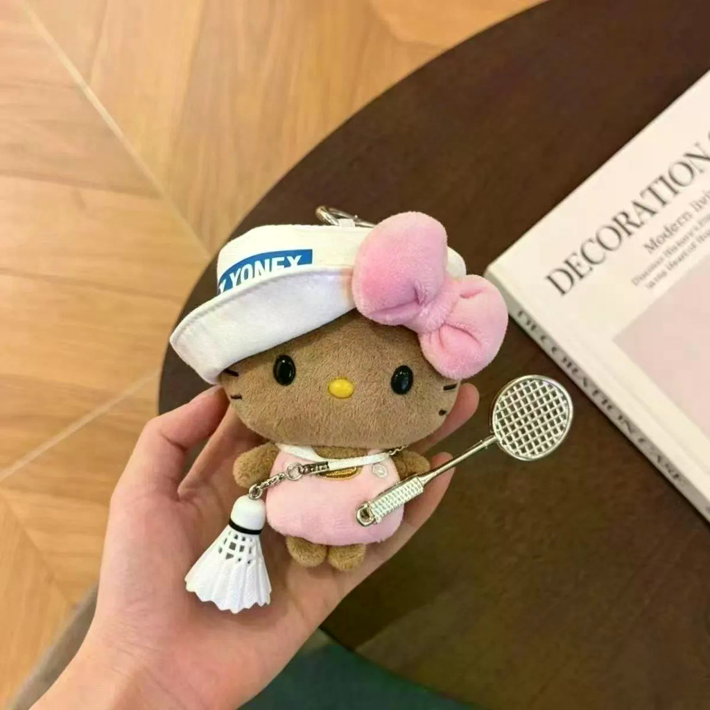 น่ารักแบดมินตันคิตตี้ถั่วกระเป๋าตาจี้พวงกุญแจตุ๊กตา