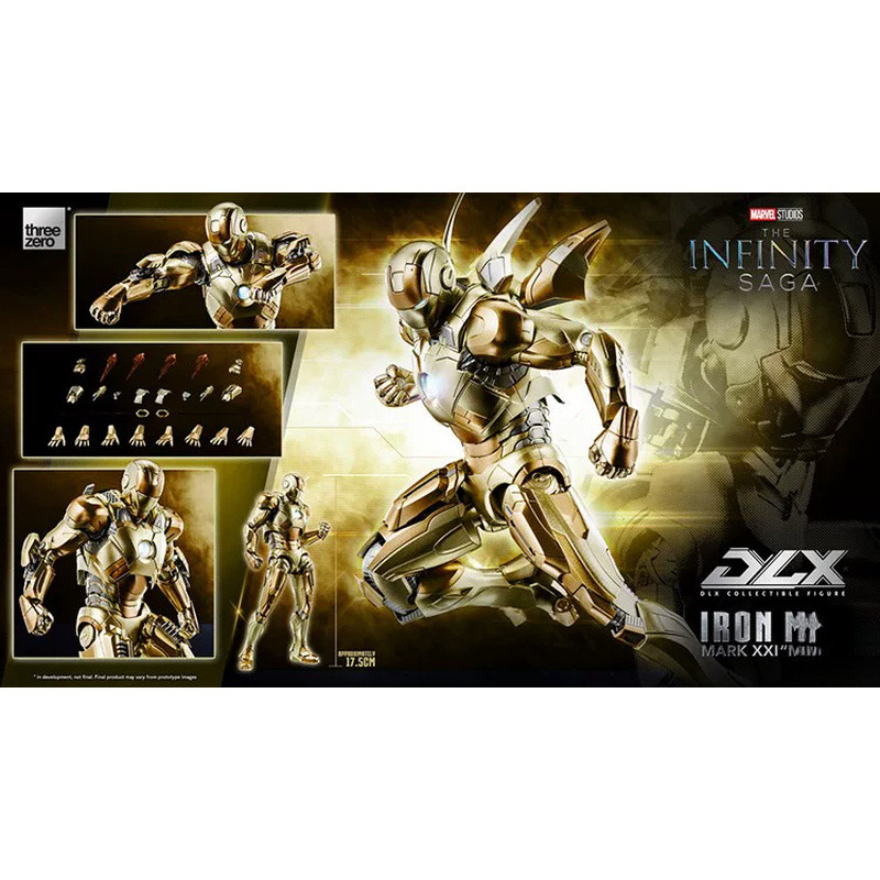 Authentic Threezero Licensed Marvel DLX MK21 Midas Gold Iron Man Figure