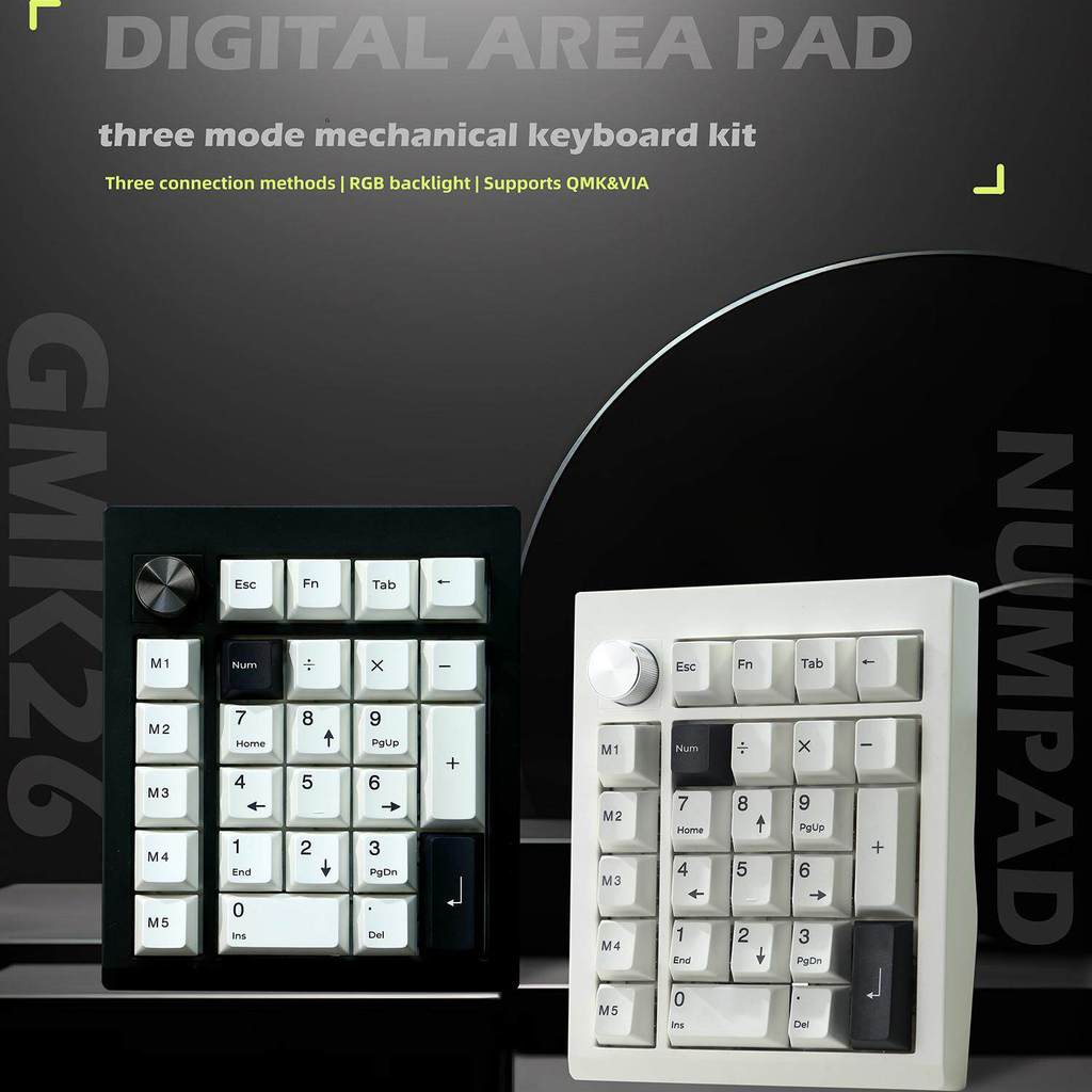 ZUOYA คีย์บอร์ด Bluetooth GMK26 สามโหมด Bluetooth 2.4G Knob QMK/VIA