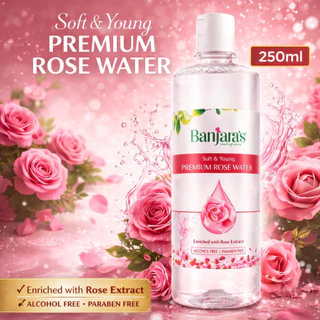Banjara's Premium Pure Rose Water น้ำตบกุหลาบ บำรุงผิวหน้า (Soft & Young) - 120ml,250ml