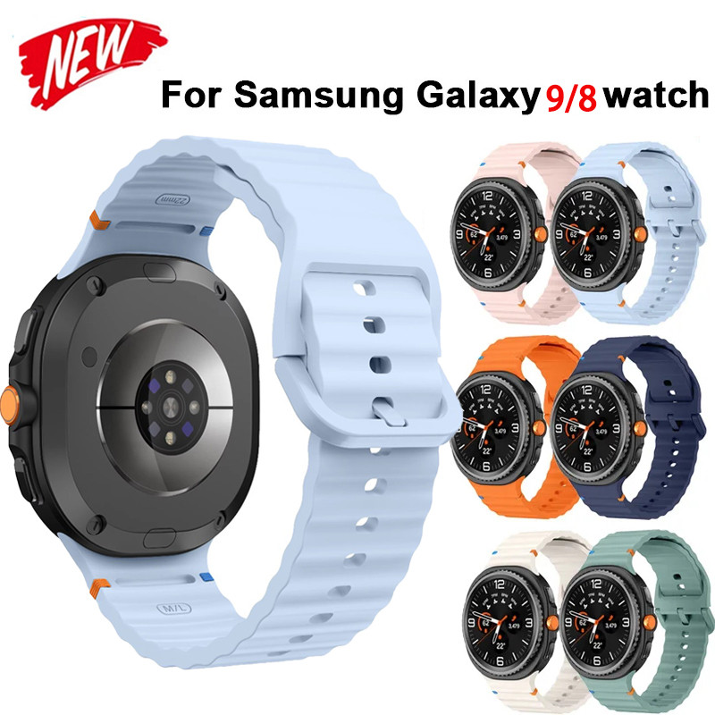 สายซิลิโคนสําหรับ Samsung Galaxy Watch 9 8 40 มม.44 มม.8 คลาสสิก 46 มม.อุปกรณ์เสริม Smartwatch สร้อยข้อมือยางสายคล้อง