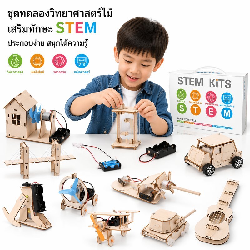 ชุดทดลองวิทยาศาสตร์สำหรับเด็ก DIY เรียนรู้ผ่านการทดลองจริง ฝึกคิดวิเคราะห์ สนุกทำเองที่บ้าน