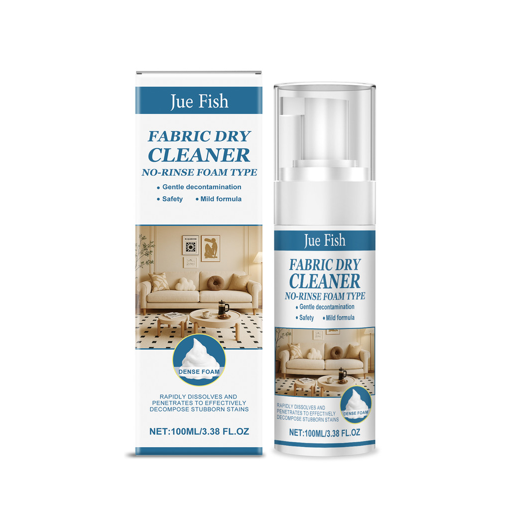Jue Fish Fabric Dry Cleaner 100ml น้ํายาทําความสะอาดโซฟาชนิดโฟมแบบไม่ต้องล้างสําหรับเบาะผ้า