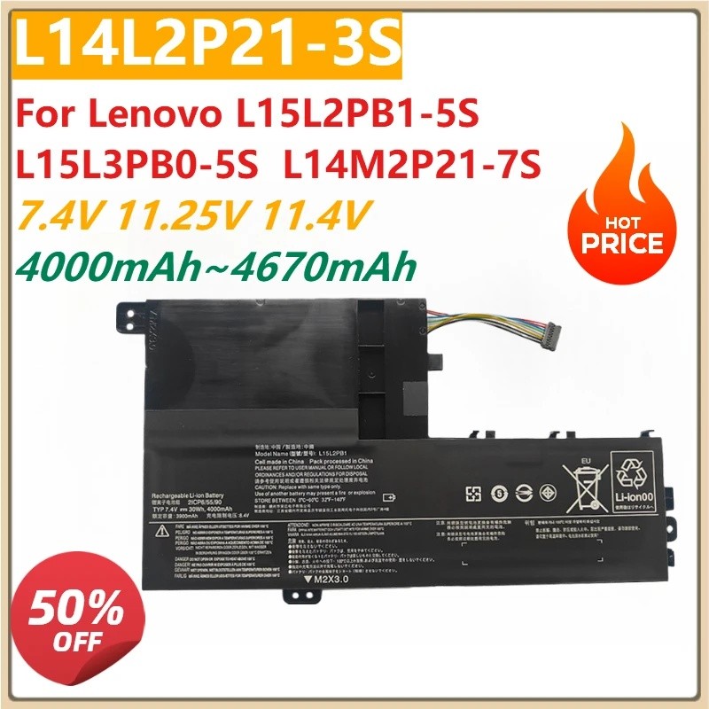 แบตเตอรี่แล็ปท็อปใหม่ 7.4V 11.25V 11.4V 4000mAh ~ 4670mAh สําหรับ Lenovo L15L2PB1-5S L15L3PB0-5S L14