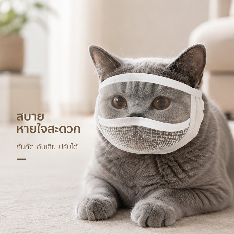 AimayaPet كمامة قطط شفافة ناعمة قابلة للتعديل — صورة 4