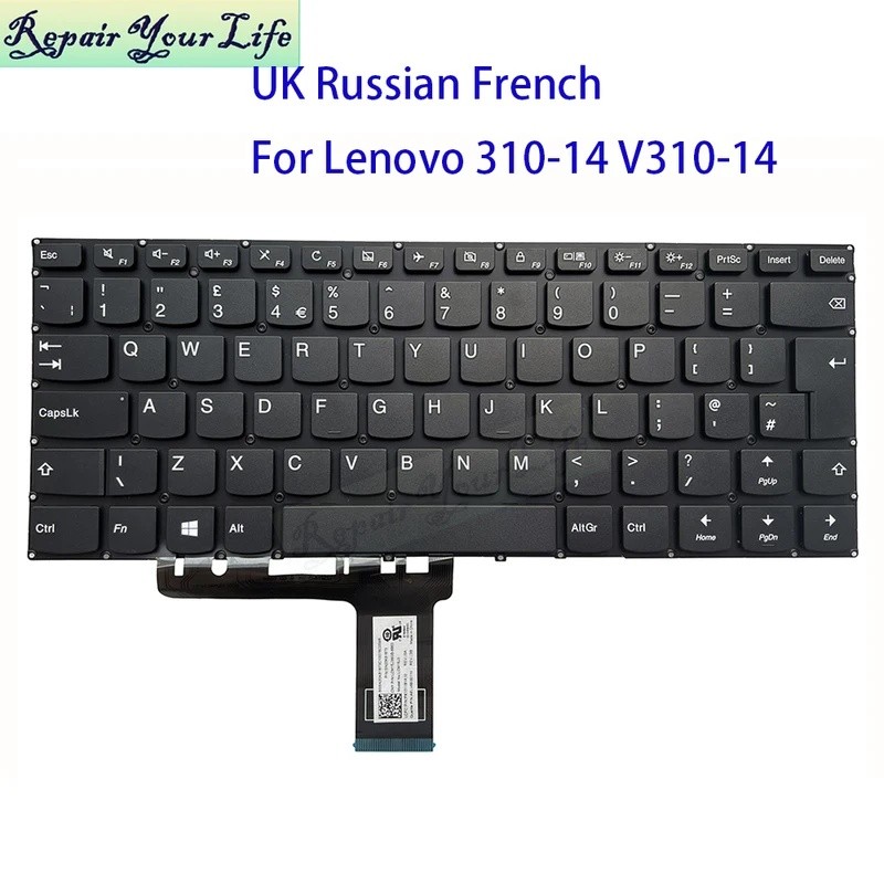 UK รัสเซียภาษาฝรั่งเศสคําคีย์บอร์ดสําหรับ Lenovo Ideapad 310-14 310-14IKB 310-14IAP V310-14ISK V510-