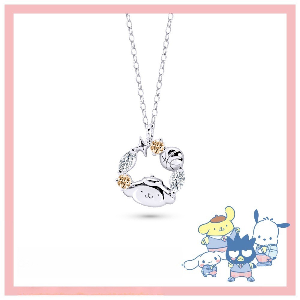 สร้อยคอสุนัขพุดดิ้ง Sanrio Academy Mix Series น่ารัก หวาน หรูหราเบา แฟชั่น และอุปกรณ์เสริมที่ออกแบบม