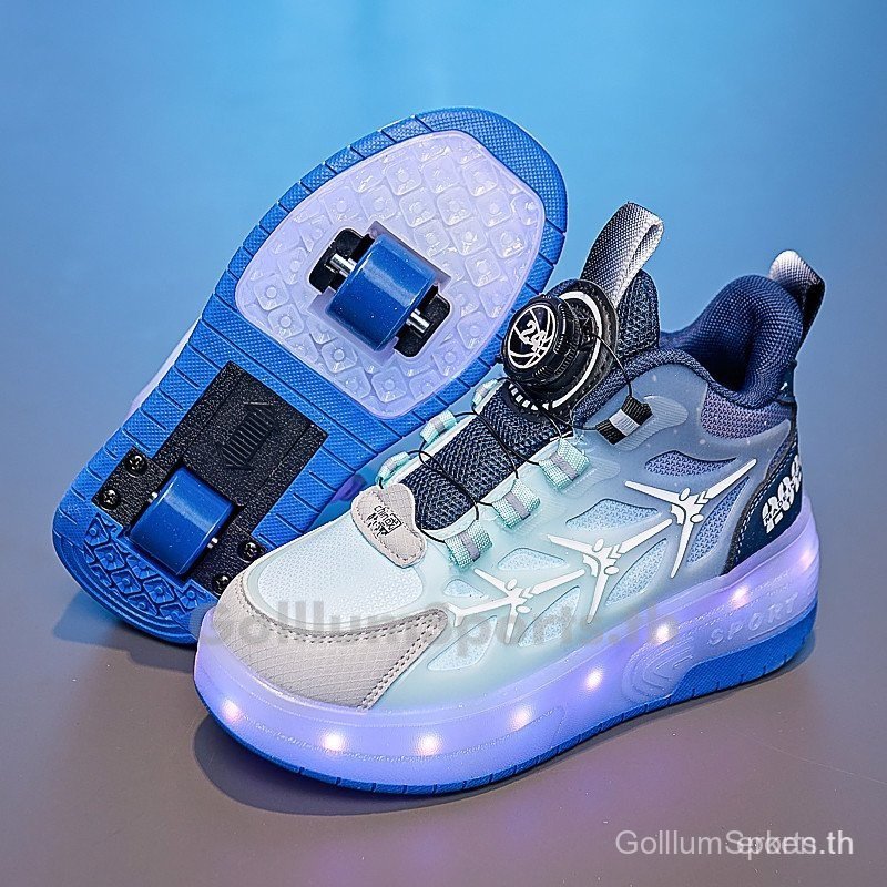 Fast Shipping Girls Wheeled Shoes Children Heelys Skates USB ชาร์จเด็ก Double Wheeled Walking Shoes 