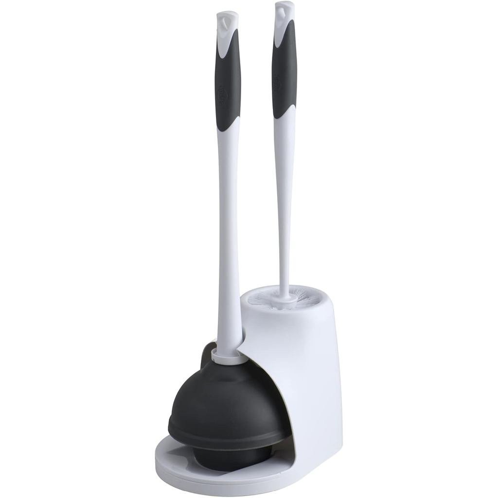 Clorox Toilet Plunger and Bowl Brush Combo พร้อมแคดดี้ 6.75 x 7 x 19.5 นิ้ว สีขาว/เทา