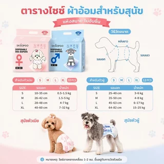 SKISOPGO ผ้าอ้อมสุนัขเพศผู้ ผ้าอ้อมสัตว์เลี้ยง แพมเพิสสุนัข ตัวเมีย สำหรับสุนัขและแมว ผ้าอ้อมน้องหมา