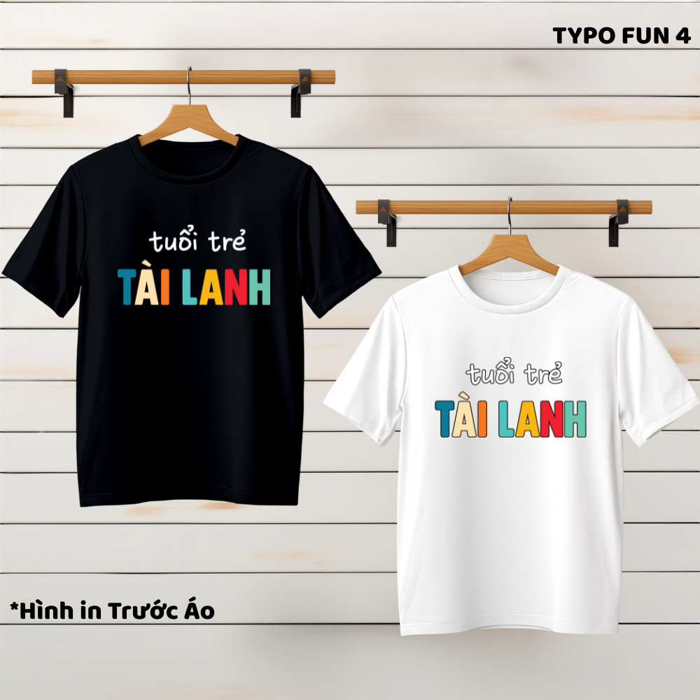 Classy Youth Slogan Cotton T-Shirt, ผ้ายืดหยุ่นเย็นและเรียบ, ริ้วรอยน้อย, ทรงหลวม - Typo Fun 4.14 [B