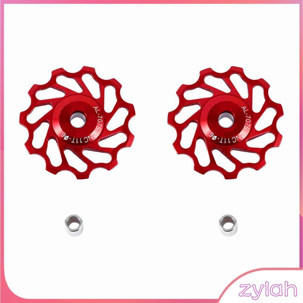 zylah-th รอกตีนผีด้านหลังล้อ 2 ชิ้นลูกกลิ้งเซรามิกส่วนล้อสำหรับจักรยานเสือภูเขาเสือหมอบ (11 ครั้งสีแดง)