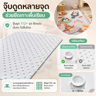 แผ่นกันลื่นห้องน้ำลายการ์ตูน มีจุ๊บดูด ช่วยยึดเกาะพื้น ระบายน้ำเร็ว ล้างง่าย ขนาด 40×70 ซม สำหรับโซนอาบน้ำ