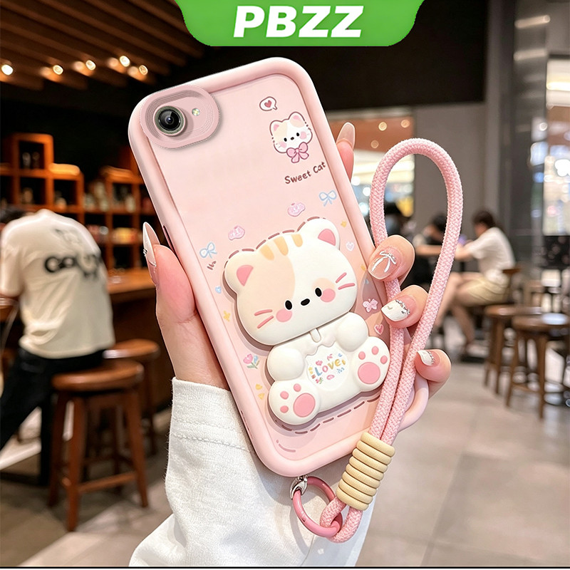 เคสสําหรับ OPPO A83 เคสโทรศัพท์ Softcase ซิลิโคนกันกระแทก ใหม่ออกแบบความงามพร้อมที่วางสําหรับสาวน่ารักแมวสีชมพู JTDTMZJ1