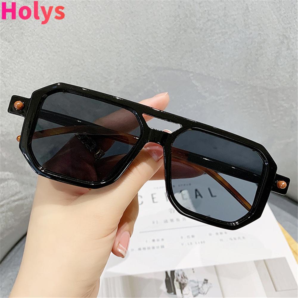 HOLYS Double Bridge Retro Glasses Street Wear Leopard Sun Glasses