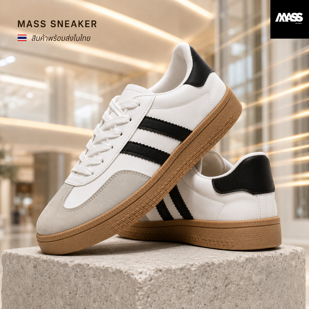 MASS Sneaker *บวกเพิ่ม 1 ไซซ์* รองเท้าผ้าใบ Unisex ไซส์ใหญ่ ผ้าใบแฟชั่น ลำลอง พื้นนุ่ม น้ำหนักเบา [LN312]