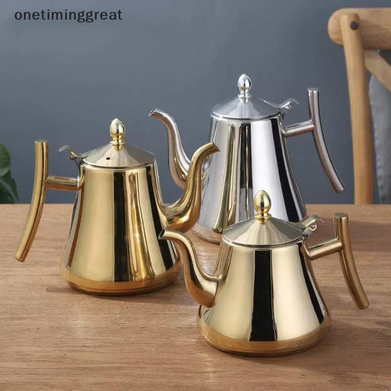 Onetiminggreat 1L หม้อชากรอง Gold Thier สแตนเลสกาต้มน้ําโรงแรมหม้อกาแฟร้านอาหารเตาแม่เหล็กไฟฟ้ากาต้ม