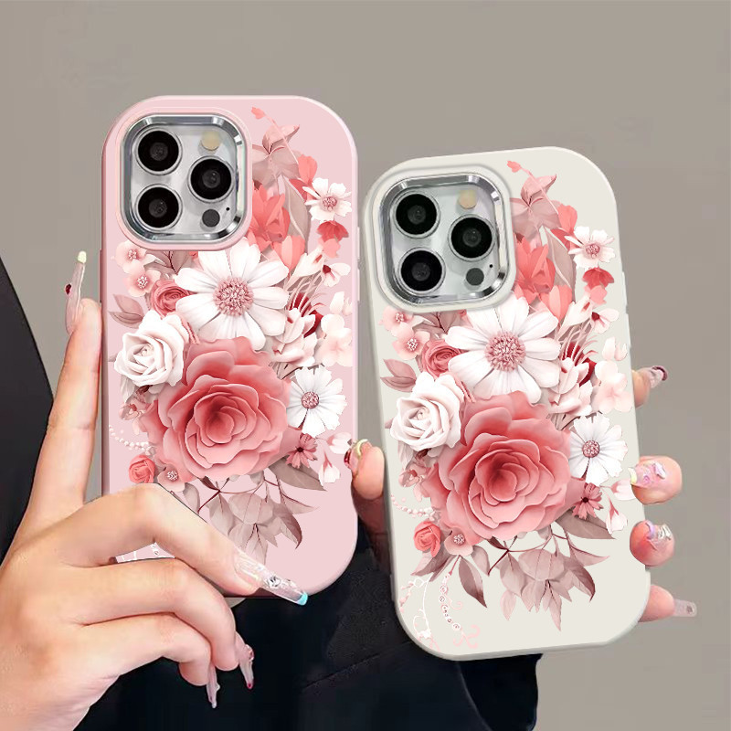 for เคส VIVO Y03/Y33S/Y19S/Y28/Y20/V40/V23/Y36/Y27/Y50/Y100/Y02/Y17/V29/Y22/V27/Y15/V20/V29E/V30/V72/Y52 ลายกุหลาบ