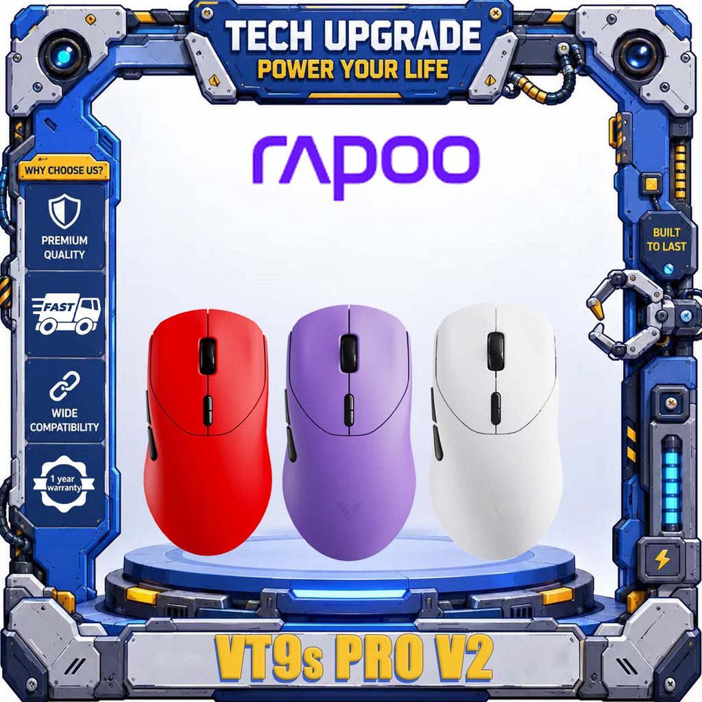 RAPOO VT9s PRO V2 เมาส์สําหรับเล่นเกมไร้สาย 56g น้ําหนักเบา PAW3955 Sensor Dual 8K Polling Rate 2.4G