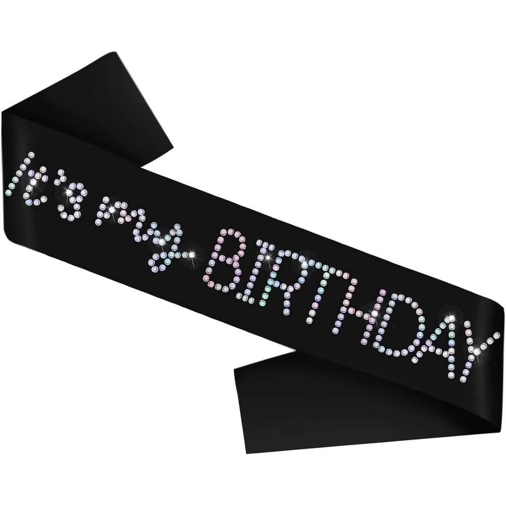 Its My Birthday Sash,สีดําซาตินวันเกิดSashกับGlitter Rhinestonesตกแต่งสําหรับเด็กผู้หญิงหรือผู้หญิง-