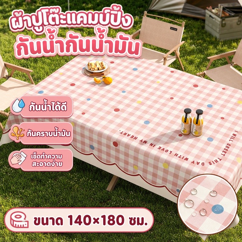 【COD】PVC ลายช่องหลายสีผ้าปูปิคนิค ทำความสะอาดง่าย กันน้ำกันน้ำมัน พับเก็บเล็ก พกพาสะดวก ใช้กับโต๊ะ Egg Roll 140*180CM