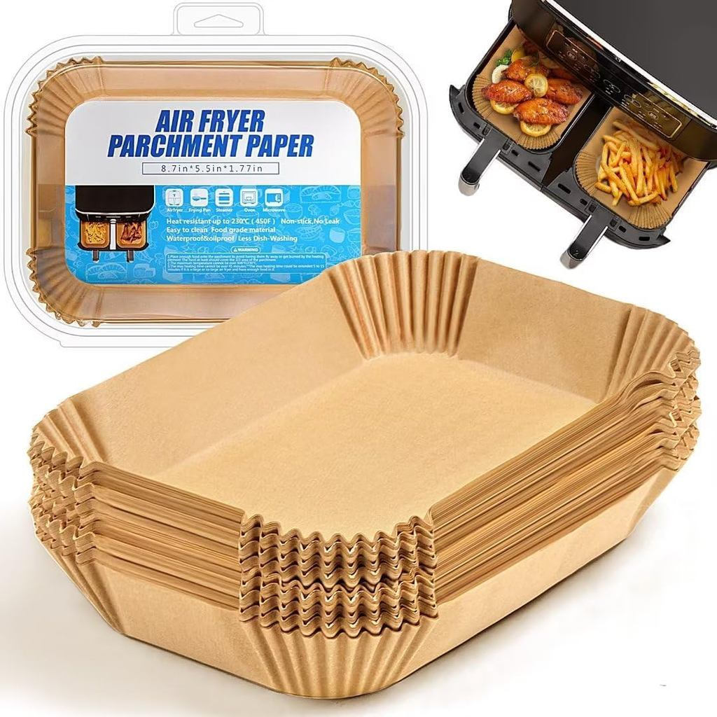 Air Fryer Liners ทิ้งสําหรับ Ninja Airfryer: 125 ชิ้น 8.7x5.5 "สี่เหลี่ยมผืนผ้ากระดาษสําหรับ Air Dua