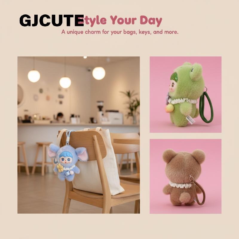 GJCUTE น่ารักตุ๊กตาไวนิลพวงกุญแจ Kawaii สัตว์คอสเพลย์ออกแบบ Soft Fluffy จี้สําหรับ Bapa กระเป๋าถือตก