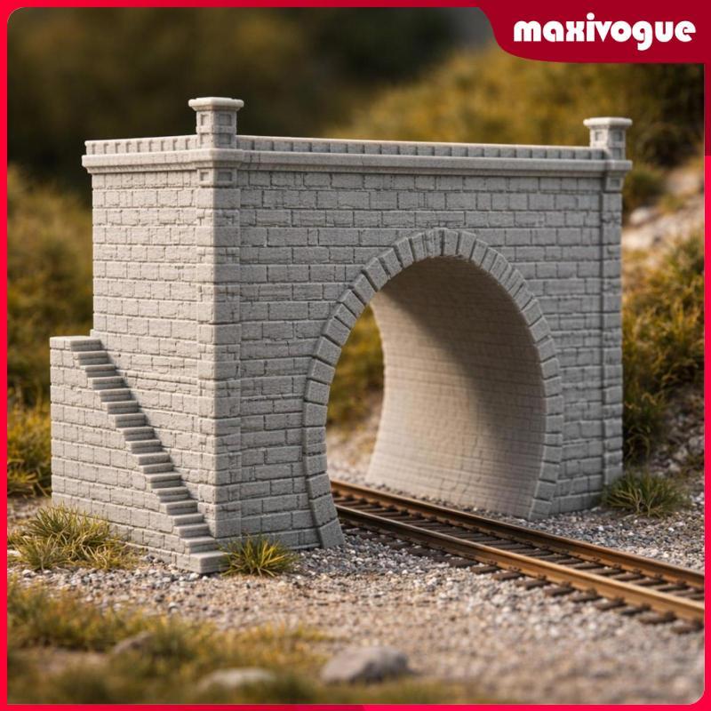 [Maxivogue] N Scale Tunnel Portal พร้อมบันได N Scale Tunnel Entrance Stone Wall Bridge Observation D