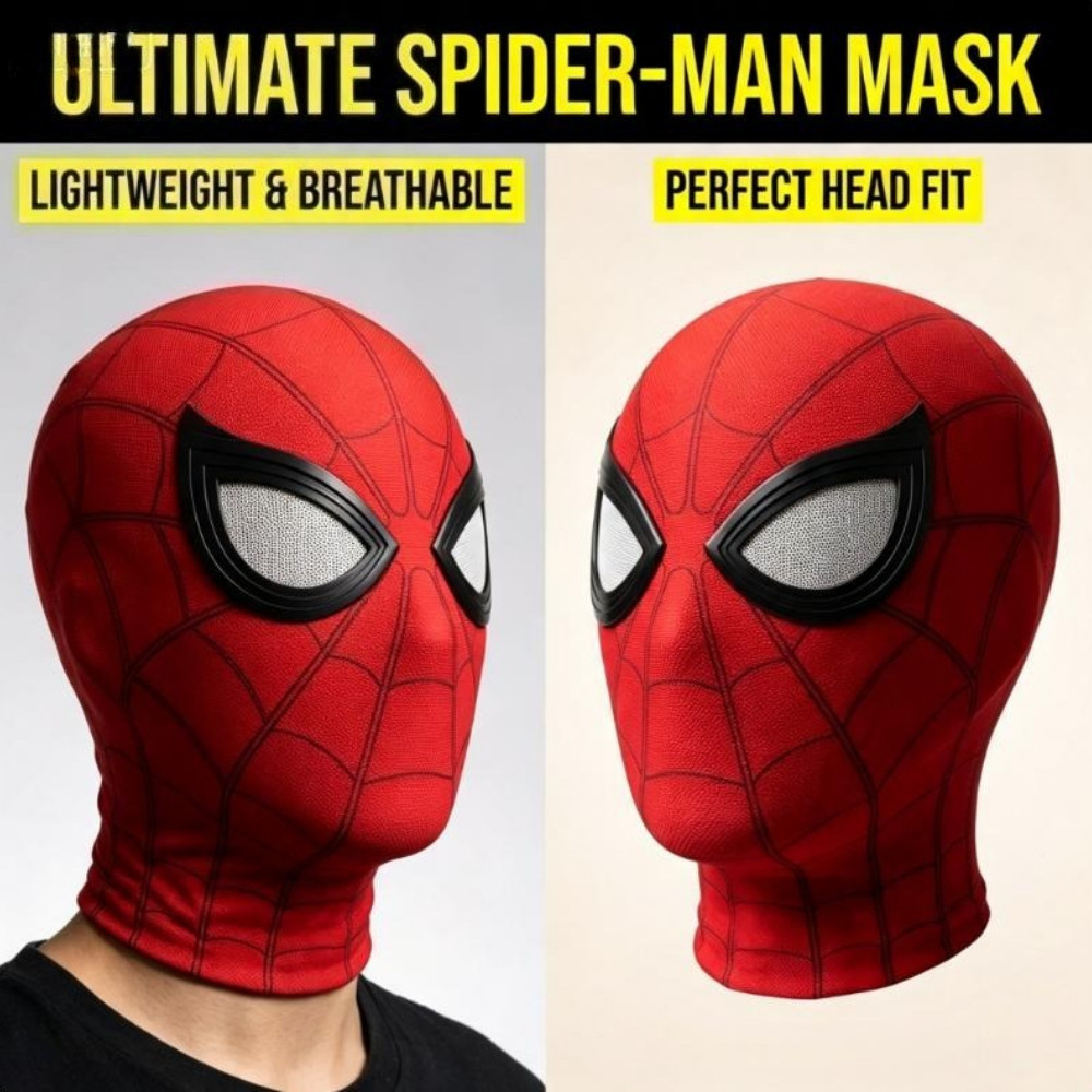 (จัดส่งในพื้นที่) Spider Hero Mask Movable Blinking Eyes Full Face คอสเพลย์เครื่องแต่งกาย Party Prop สําหรับผู้ใหญ่