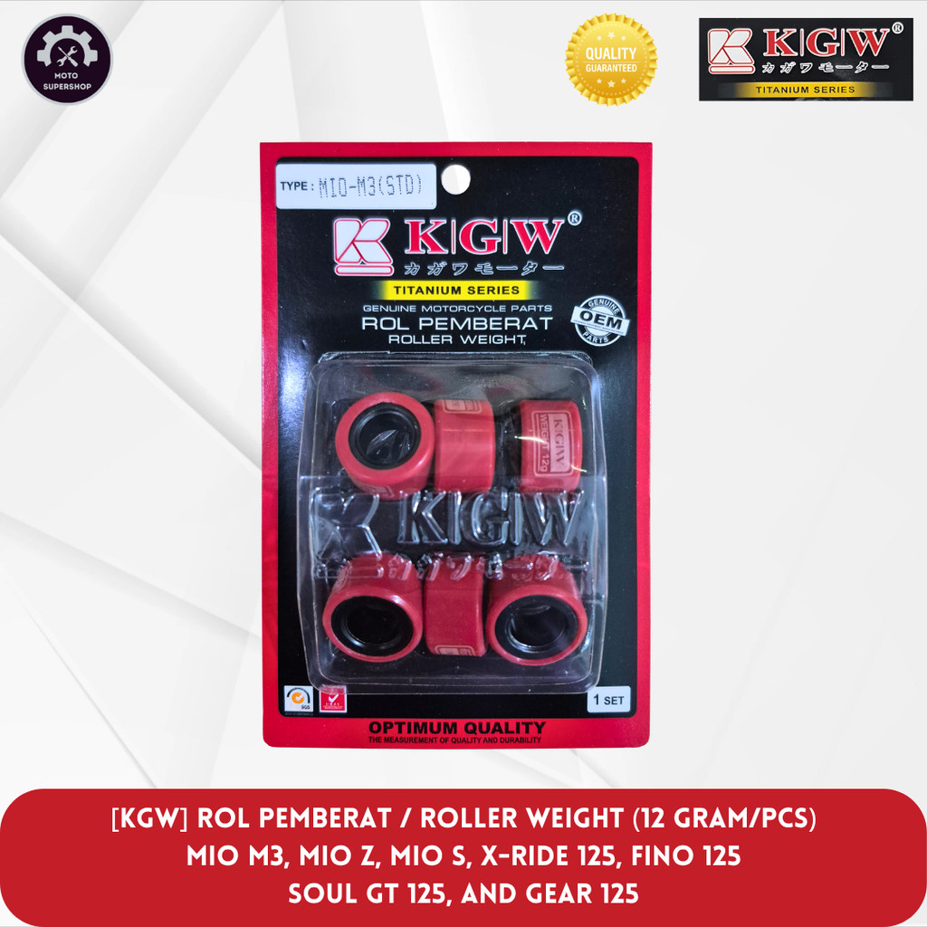 ROLLER WEIGHT ROLL KGW MIO M3 12 GRAM 1 ชุด CONTAINS 6 PCS - ROLLER WEIGHT CVT MIO Z MIO S X-RIDE 12