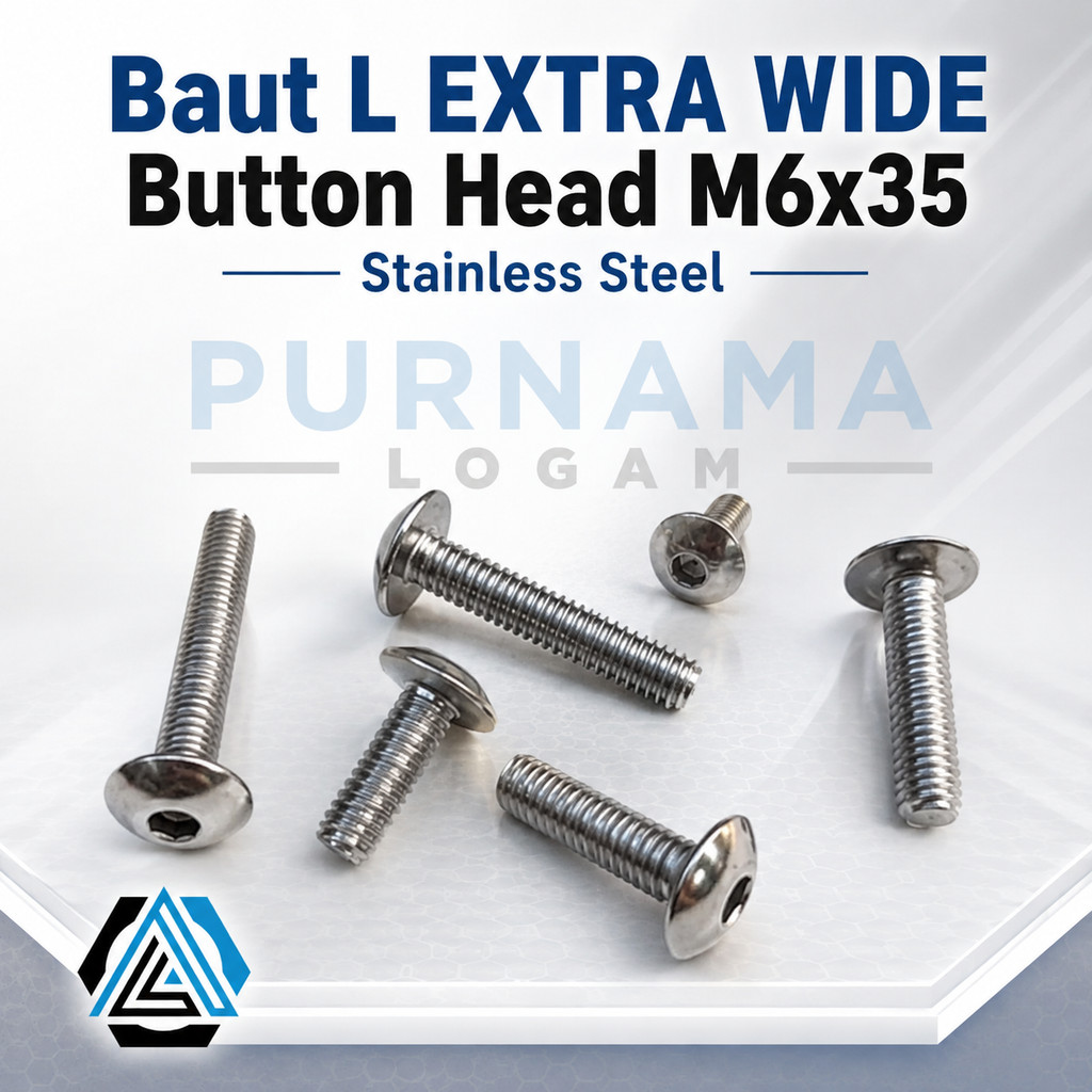 หัวปุ่ม EXTRA WIDE M6x35 สลักเกลียว L สแตนเลส