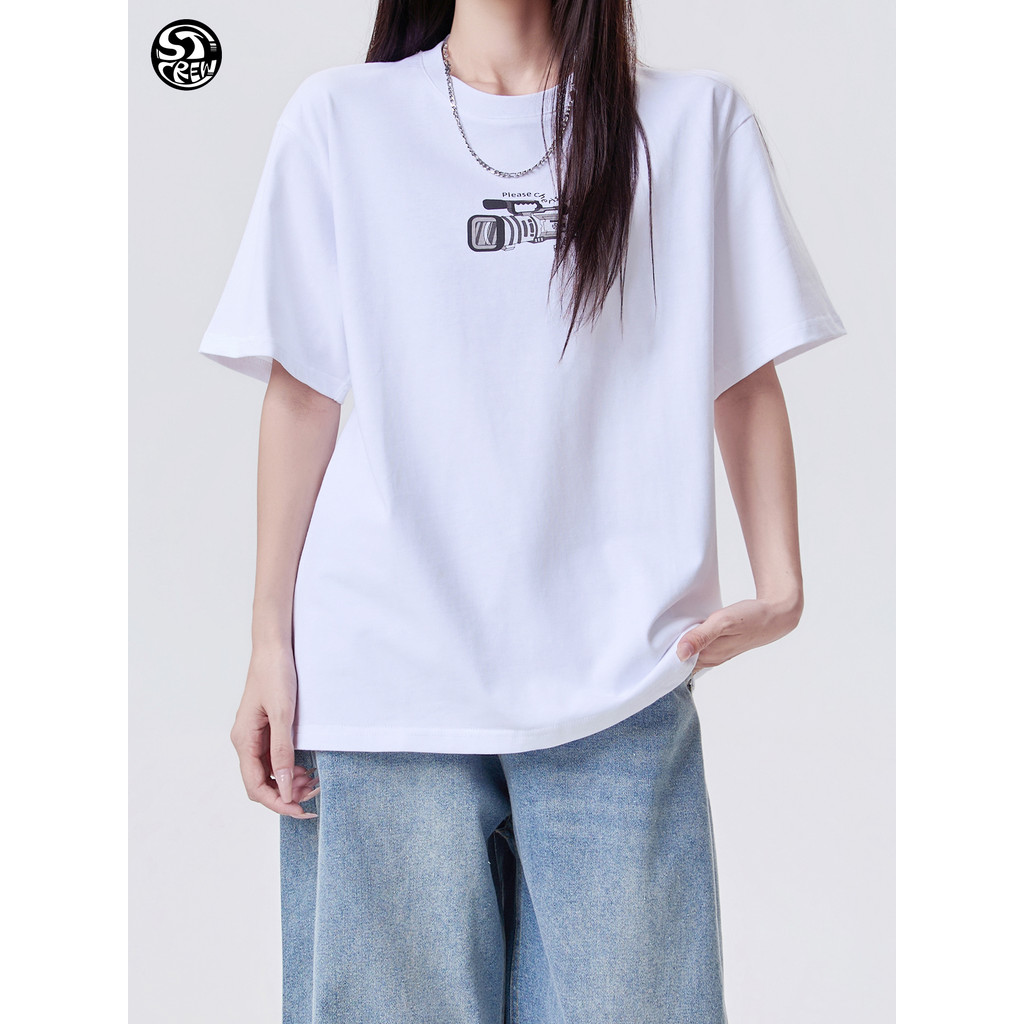 STC ฤดูร้อนสไตล์ใหม่ต้นฉบับสเก็ตบอร์ดภาพประกอบรอบคอแขนสั้นเสื้อยืด Street สวมใส่คู่ผู้ชายผู้หญิง All