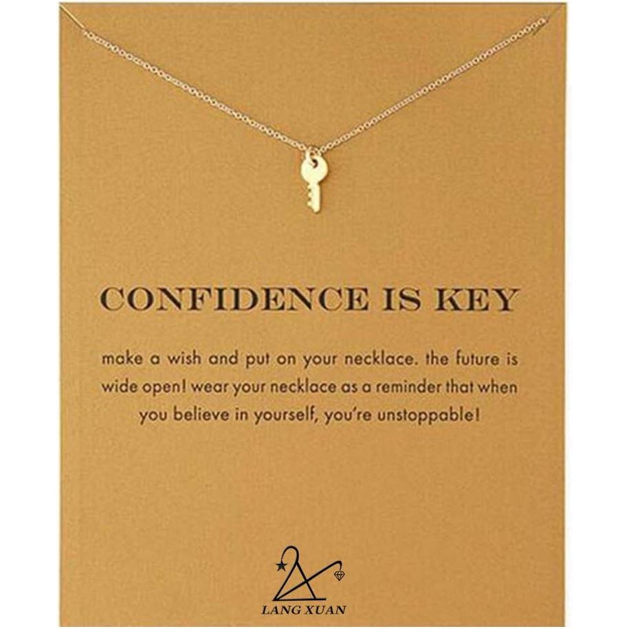 LANG XUAN Friendship Anchor Compass Necklace Good Luck Elephant Pendant Chain Necklace with Message 