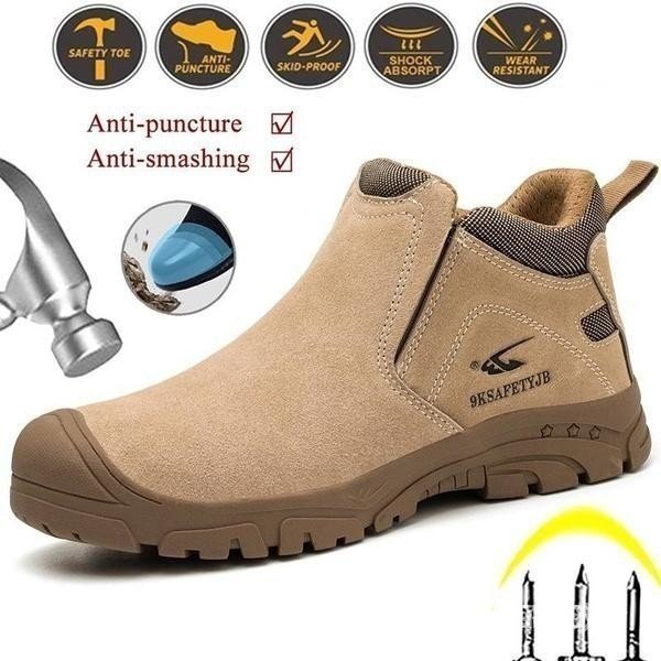 Men Safety Shoes Composite Toe Shoes รองเท้าทํางานทําลายรองเท้ากันน้ํา QOZE HQRS AIS9