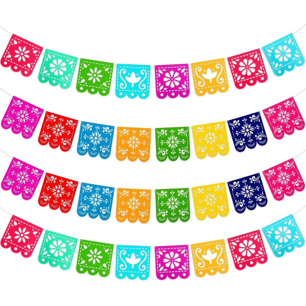 แบนเนอร์ตกแต่งงานปาร์ตี้ Fiesta, แบนเนอร์ตกแต่งปาร์ตี้เม็กซิกัน, Felt Papel Picado Mexicano สําหรับ 