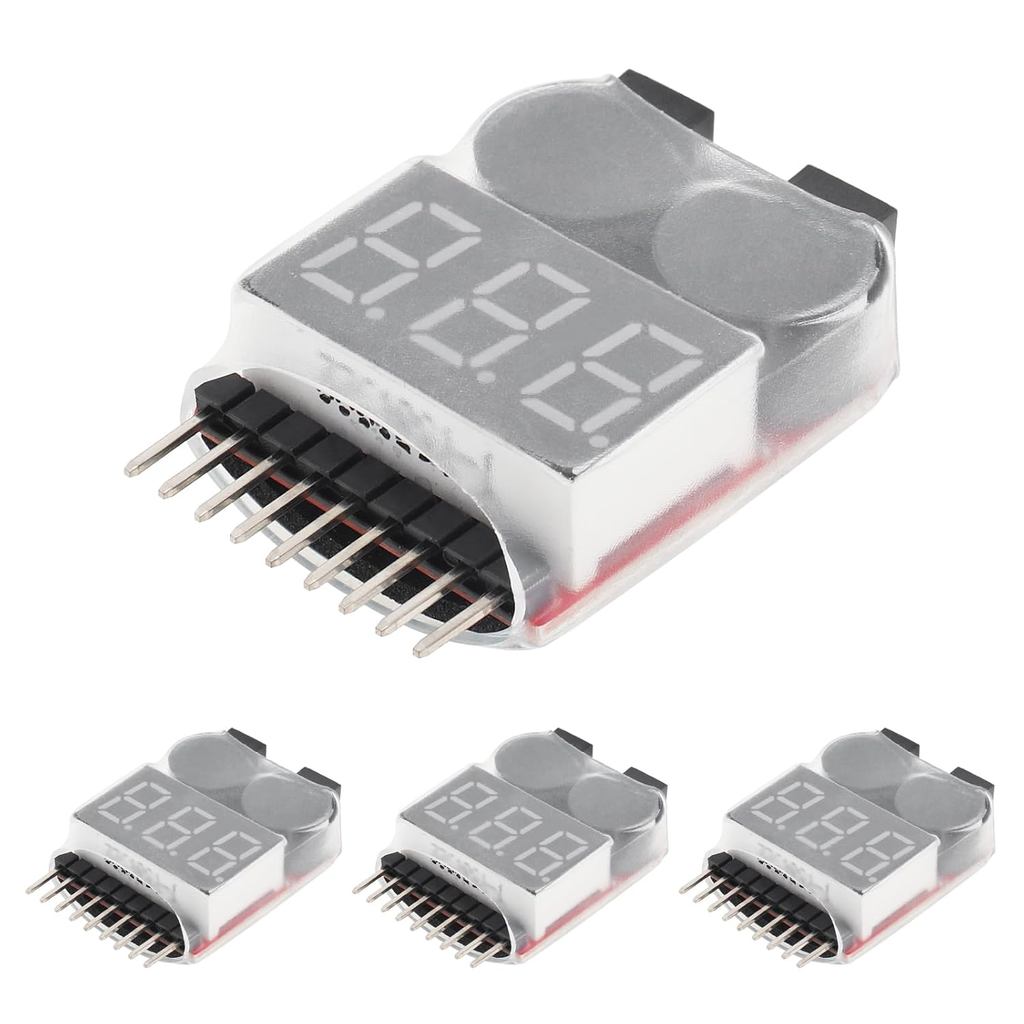 4 ชิ้น 2 ใน 1 LiPo แบตเตอรี่เครื่องทดสอบแรงดันไฟฟ้า RC แรงดันไฟฟ้าต่ํา Buzzer Alarm สําหรับ 1-8S Li-