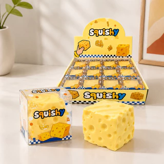 🔥พร้อมส่ง🔥 Cheese Squishy ชีสสกุชชี่ ของเล่นบีบคลายเครียด นุ่มหนึบเด้ง ปั้นเล่นได้ Fidget Toy ฝึกสมาธิ เพลินมือ ไซส์ M/L