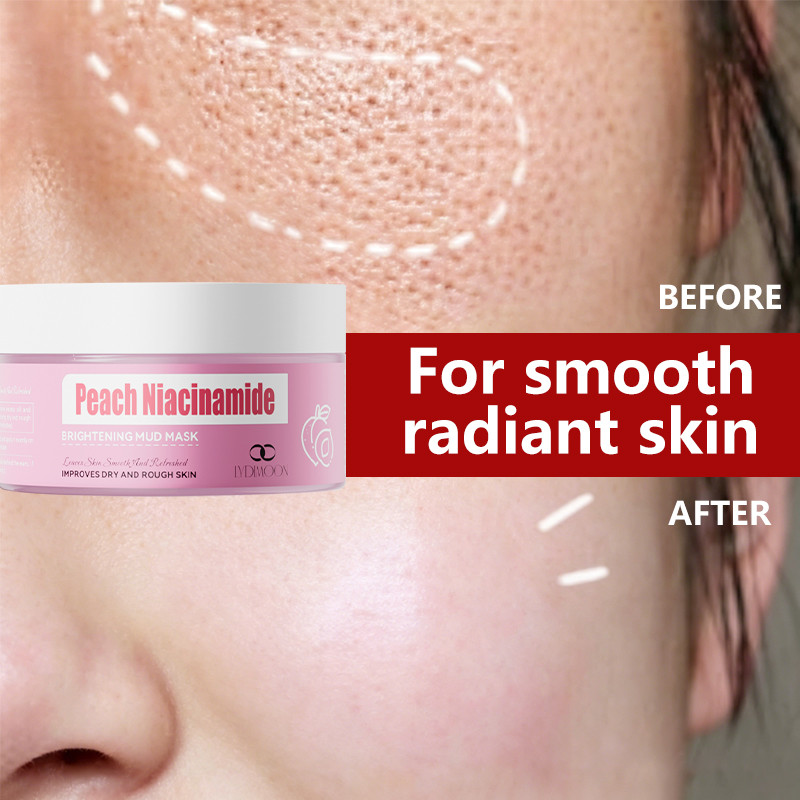 LYDIMOON Peach Niacinamide Whitening Mud Mask 100g, Brightening Hair Mask, Mud-Removing Mask, Gel Ma