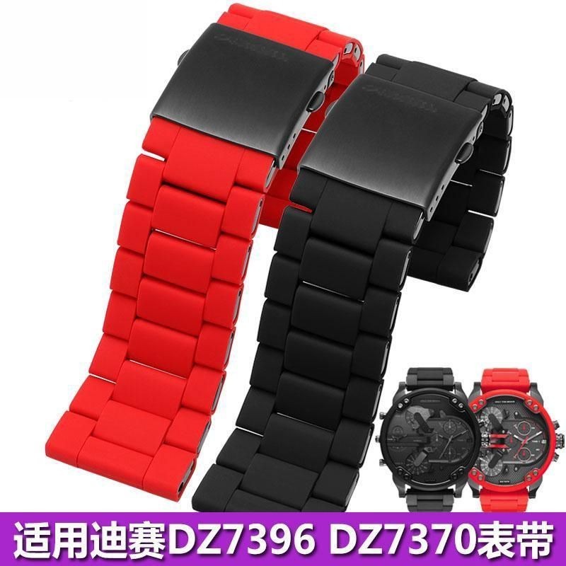 สายรัด เหมาะสําหรับสายดีเซล DIESEL Black Knight DZ7396 DZ7370 DZ4289 สร้อยข้อมือเหล็กเคลือบยาง 28 มม