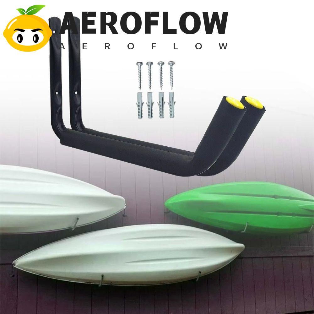 AEROFLOW Kayak Rack, ติดผนัง Heavy Duty Kayak แขวน,กระดานโต้คลื่นอเนกประสงค์สีดําแบบพกพาโรงรถ Kayak 