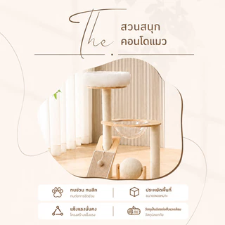 คอนโดแมวไม้ พร้อมโดมนอนแบบใส คอนโดแมว ตัวคอนโดแมวใหญ่ condoแมว กรอบปีนแมว โครงปีนแมว แคปซูลอวกาศ บ้านแมว คอนโดแมวไม้จริง