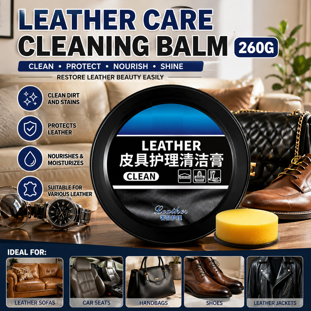 Leather Care Cleaning Balm 260G Leather Cleaner & Conditioner Shoes Bags Sofa Car Seat Polish & Prot