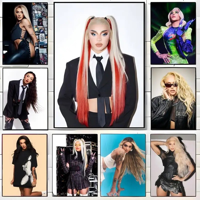 9RBQ นักร้อง P-Pabllo Vittar โปสเตอร์ Self-กาว Art กันน้ํากระดาษสติกเกอร์กาแฟ House Bar Room Wall De
