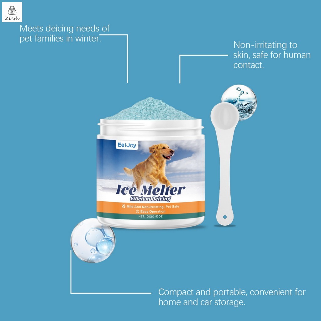 Pet Friendly Ice Melter 100g Safe Deicer สําหรับแมวสุนัขสูตรเป็นมิตรกับสิ่งแวดล้อม