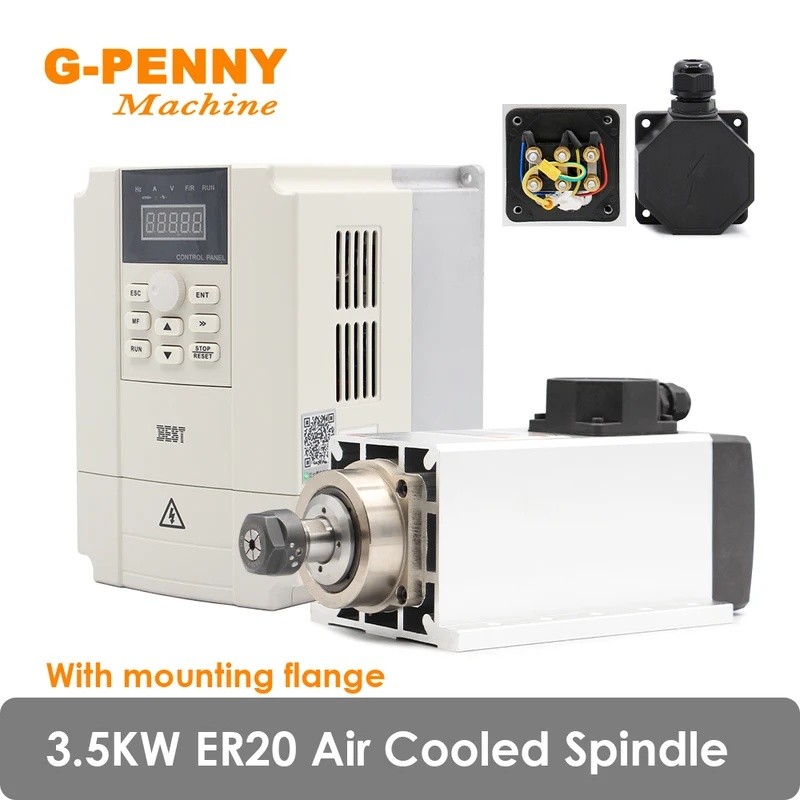 YZ4X G-PENNY 3.5KW ER20 Air Cooled แกนมอเตอร์เซรามิคแบริ่ง 220 v/380 v พร้อมหน้าแปลน & BEST 4.0KW มอ