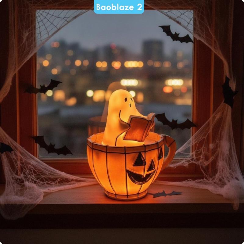 [baoblaze2] Ghost Reading Book Lamp Festive Jack-O-Lantern Night Light Ghost Light