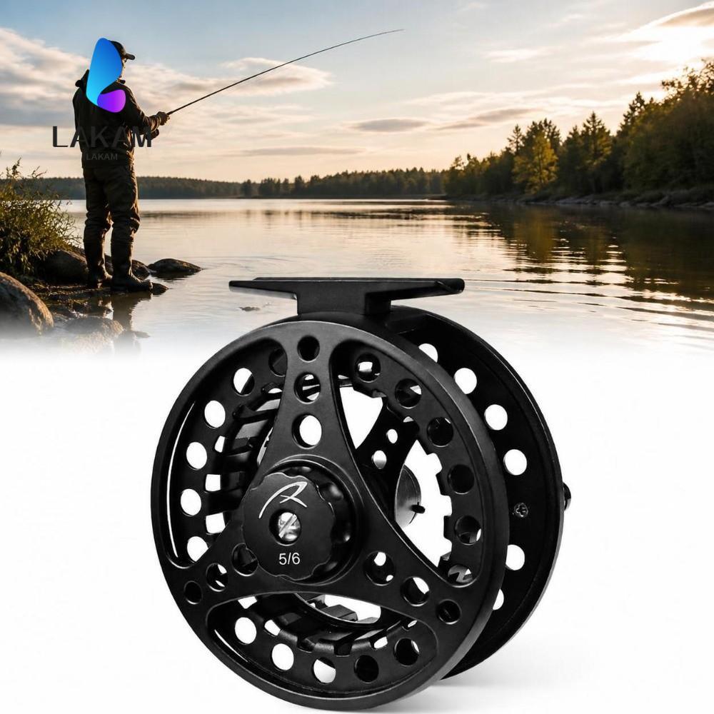 LAKAM Fly Fishing Reel, 5/6 WT อลูมิเนียม Fly Reel, ทนทาน 2 + 1BB แบริ่ง 85 มม. เส้นผ่านศูนย์กลางตกป