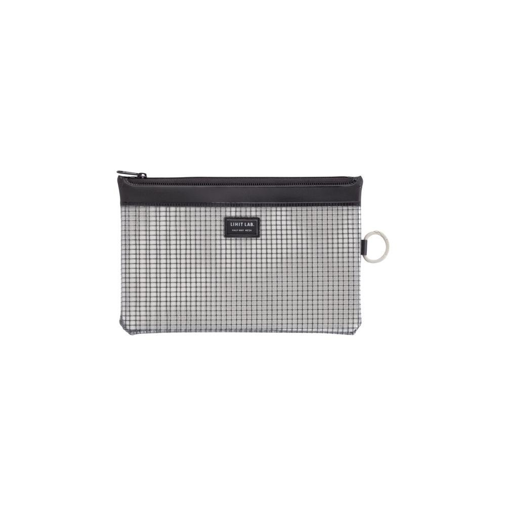 LIHIT LAB Mesh Zipper Pouch, B6S, Black (F244)